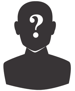 A silhouette of a person with a large question mark over the face, representing an unknown or anonymous identity.